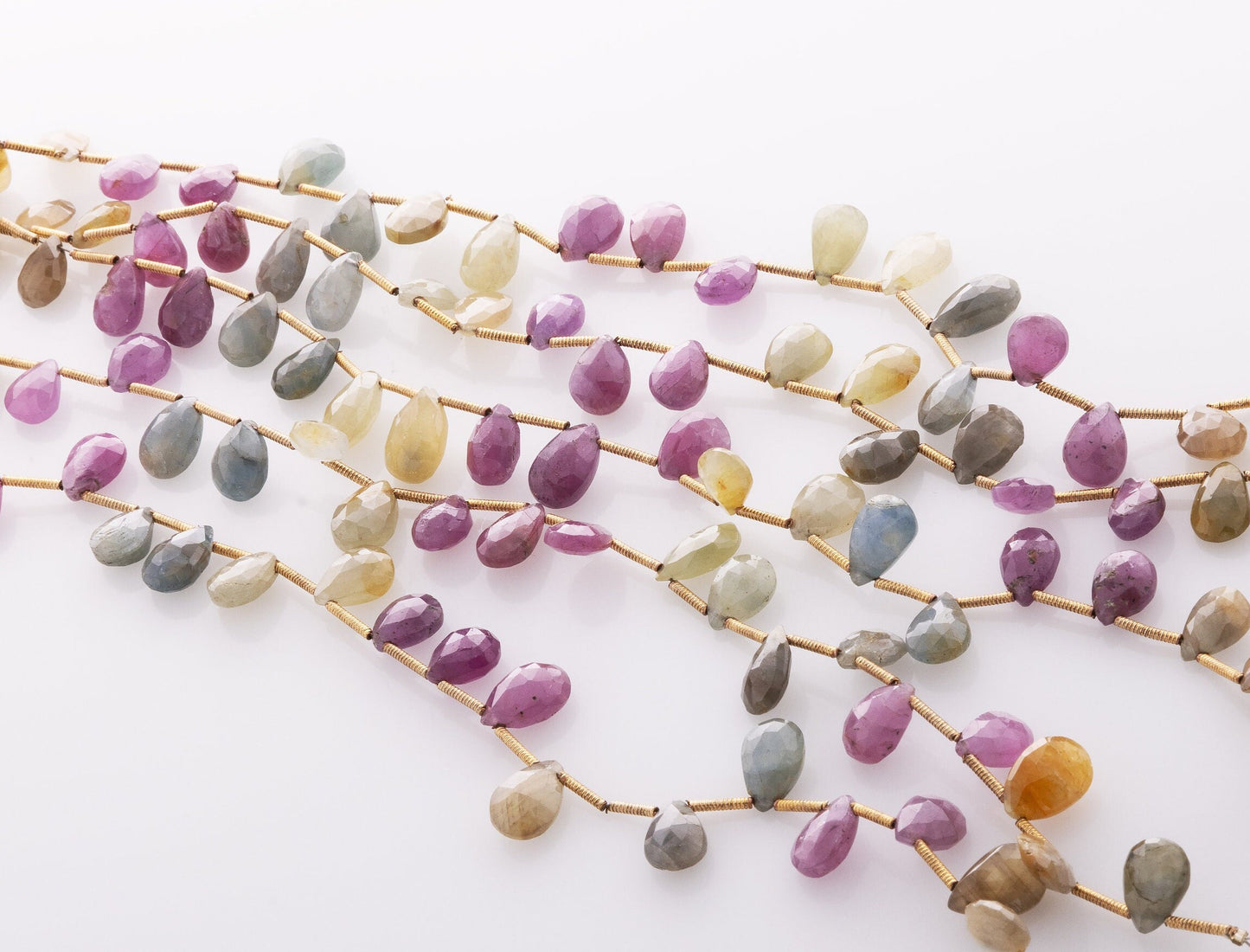 Beautiful natural multi coloured sapphire gemstone beads